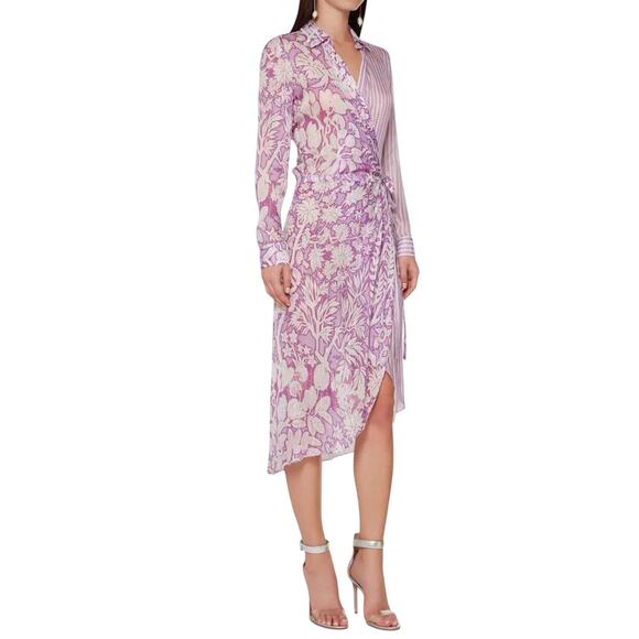 HEMANT & NANDITA Multi-Print Sequin Wrap Midi Dress Size Large - Picture 2 of 12